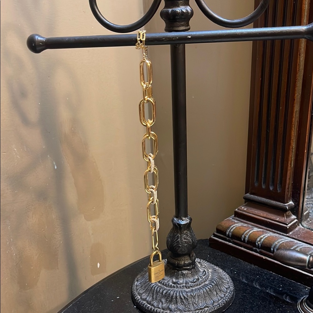 Louis Vuitton Gold Lock on Swarovski Chain